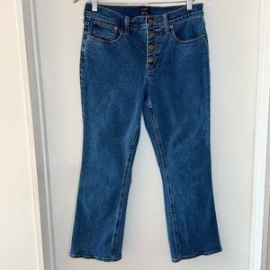 J CREW Mid Rise Flare Crop Women’s Denim Jeans 28  Buttons Fly Preppy Normcore